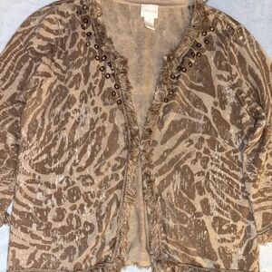 Chico’s size 1 animal print cardigan.